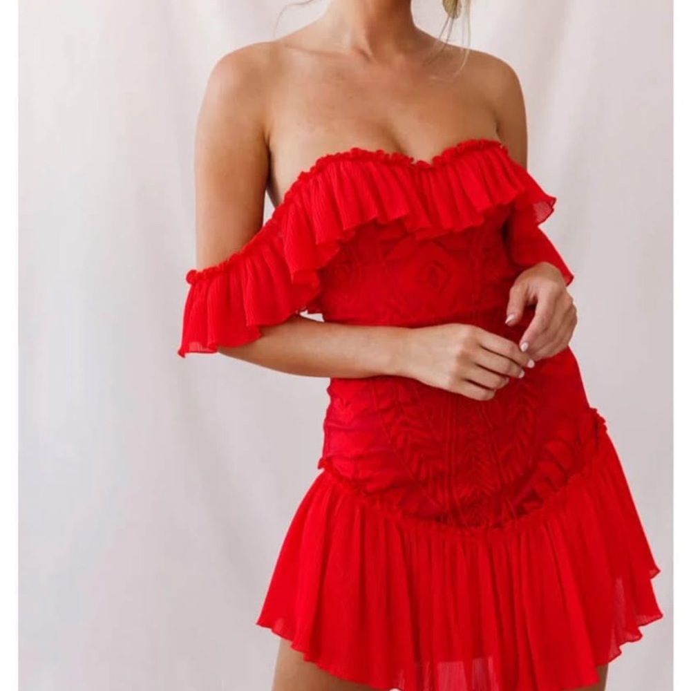 Hello Molly Red Strapless Babydoll Dress